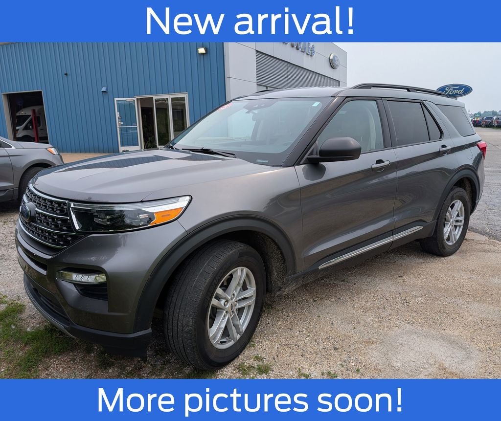 2023 Ford Explorer XLT in Gray Metallic — front three-quarter view